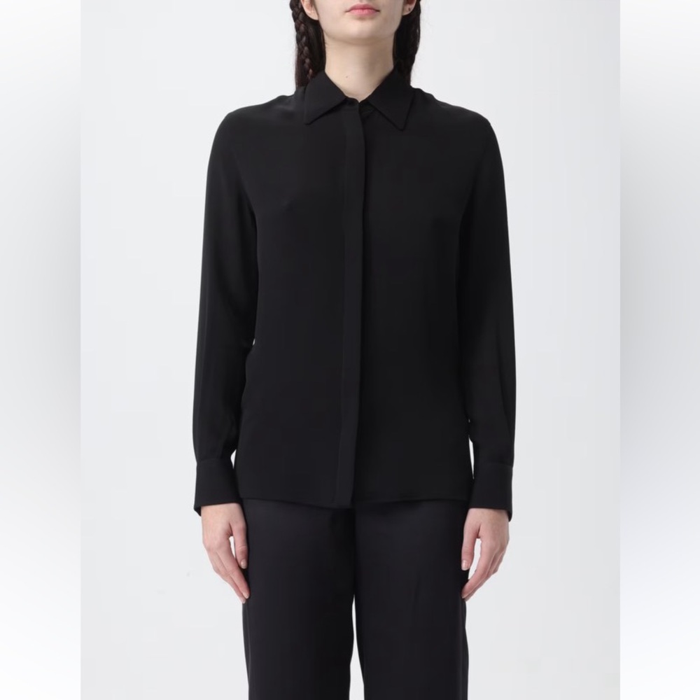 Giorgio Armani Black Long Sleeve Hidden Button Shirt. Size 52 Italian